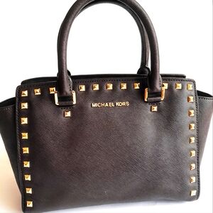 SOLD!!!Michael Kors Selma Studded Dark Brown Handbag